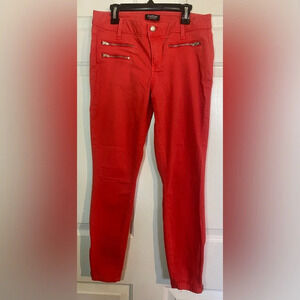 Bebe Vintage Fiery Red Zipper Detail Skinny Jeans Y2K Size 28